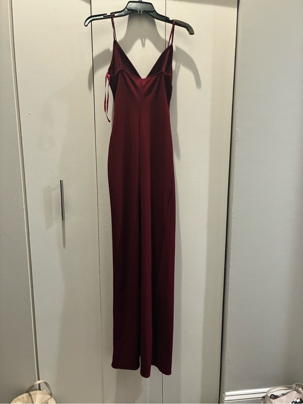 Emerald Sundae Burgundy Slip Maxi Dress with V-Neck